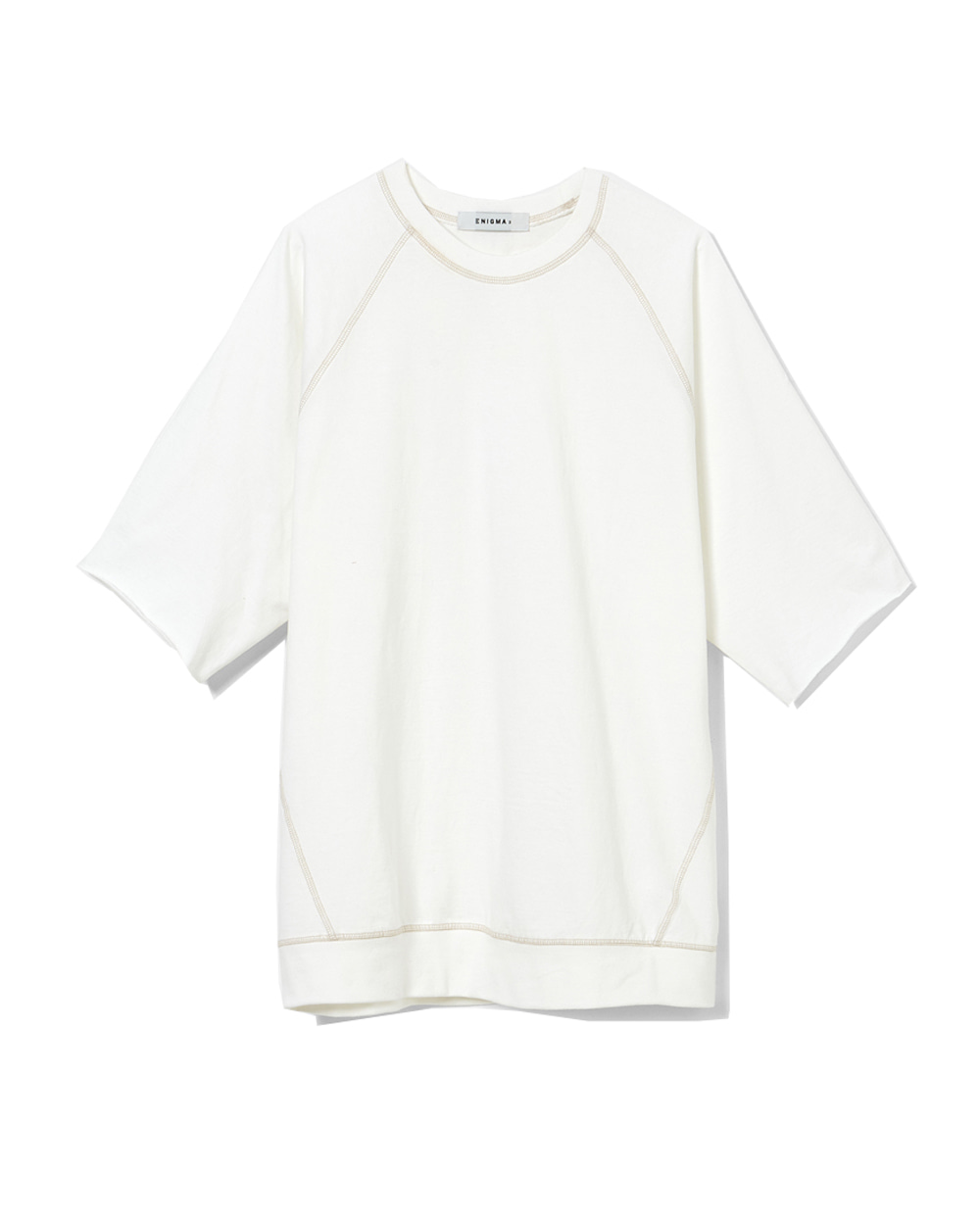 이니그마 Raglan Cut-off T-Shirt (White)