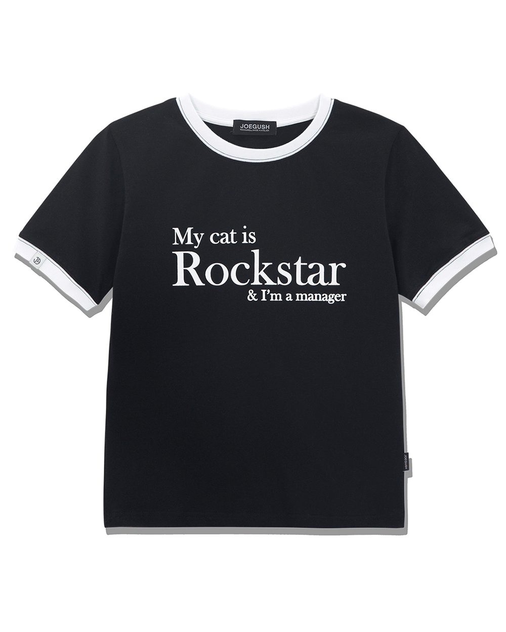 조거쉬 My cat is Rockstar Ringer T-shirt (CROP VER.) (Black)
