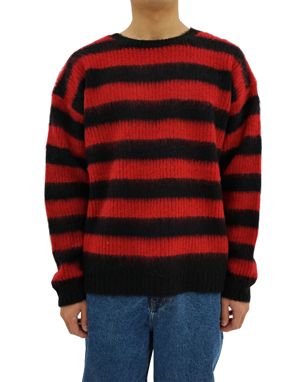 CAL O LINE Stripe mohair sweater (Black X Red)