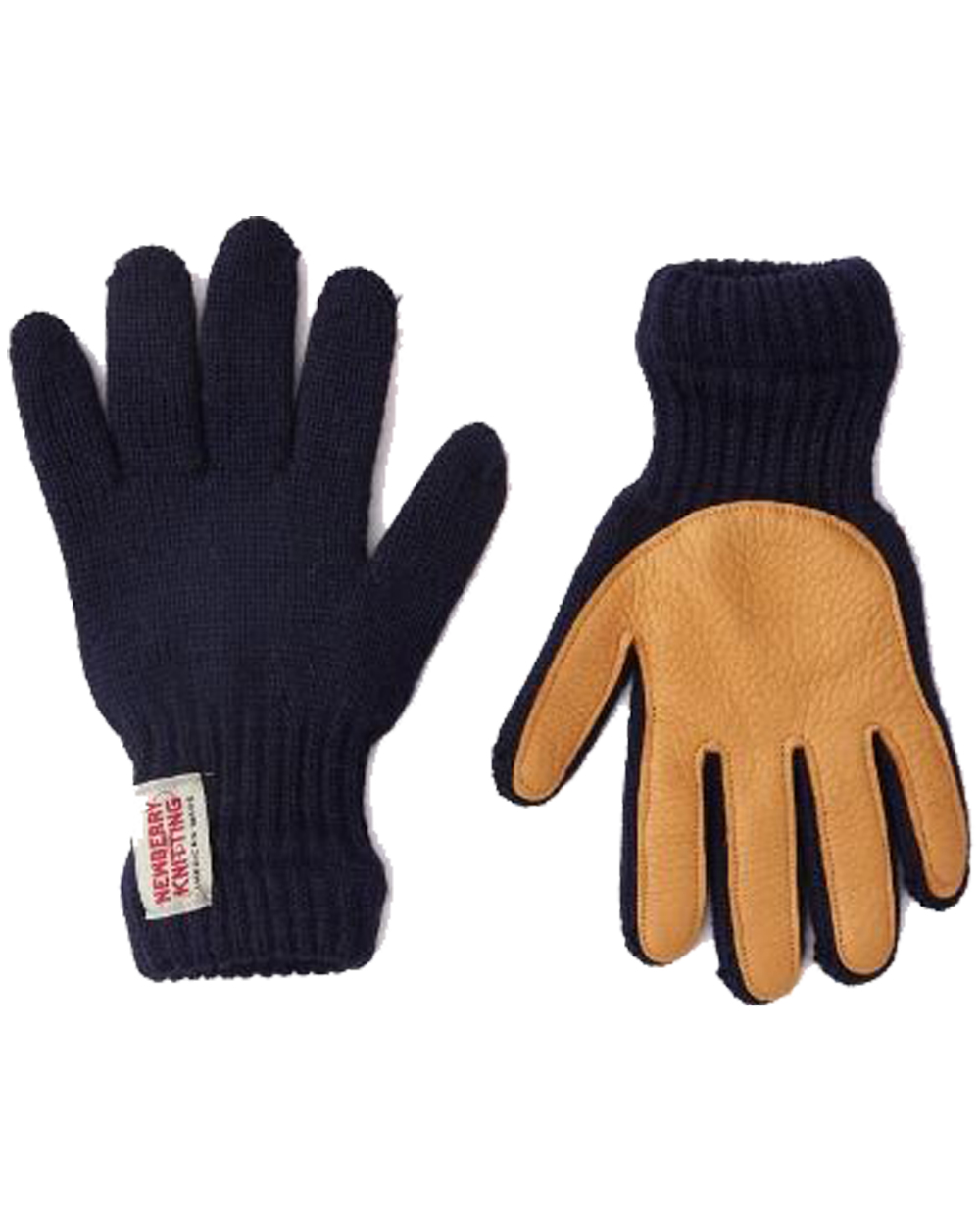 뉴베리니팅 Deer Leather Wool Gloves (Navy)