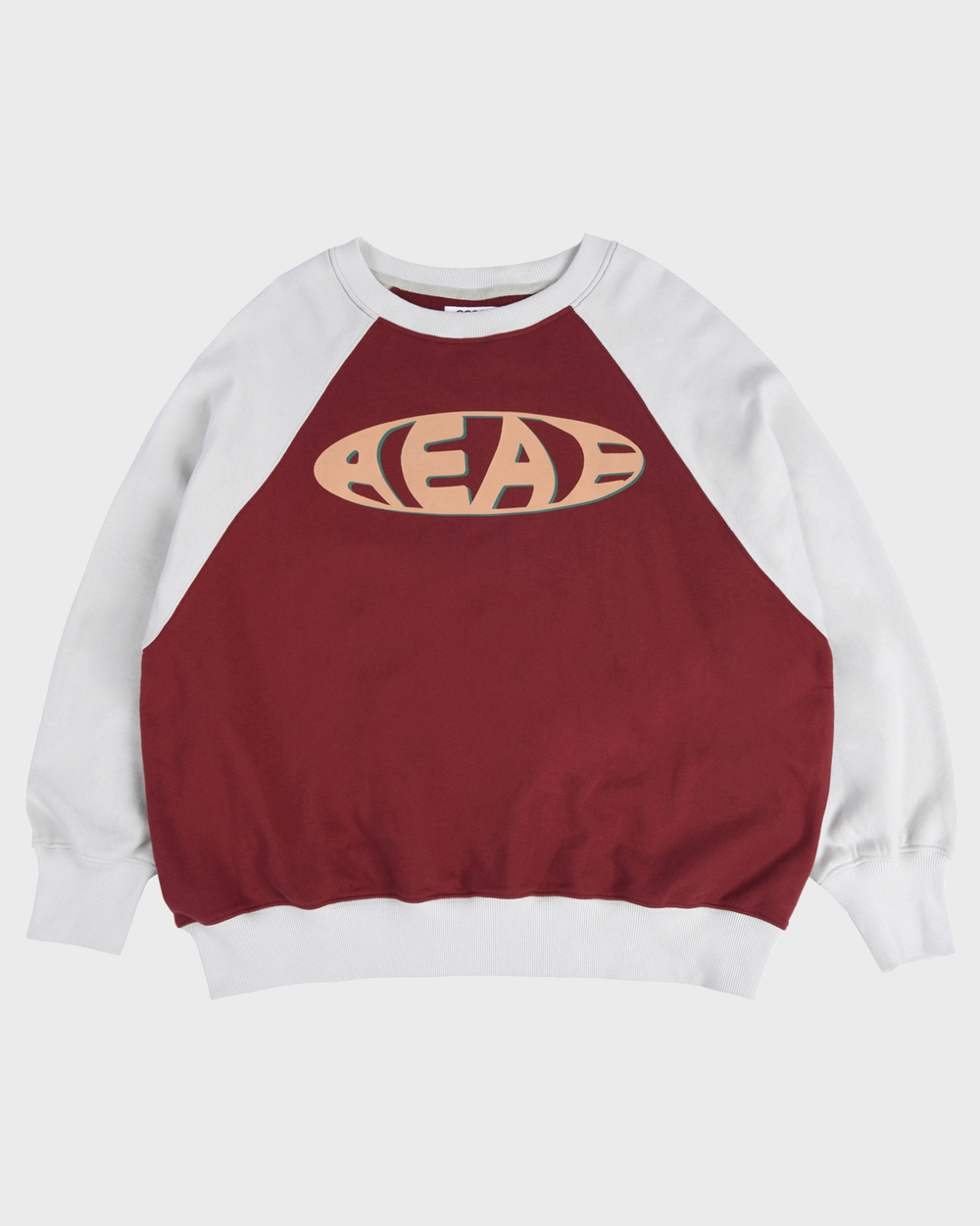 aeae Vintage Logo Raglan Sweatshirts (Beige/Burgundy)