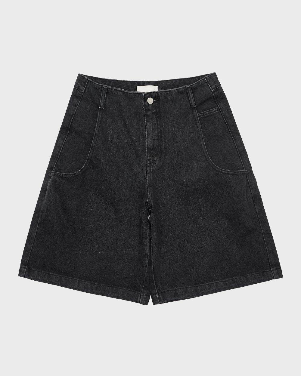 Mens Cut-Out Pocket Denim Shorts (Black)